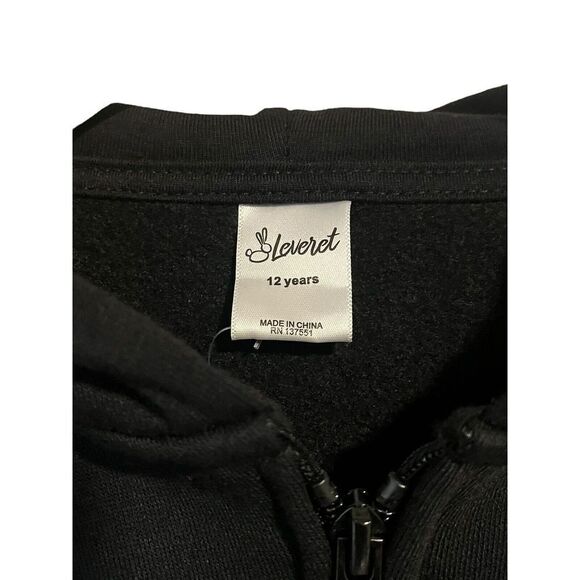 Leveret  Hoodie Jacket Full Zip Girls Youth Size 12 Years Black Pocketed NEW - Picture 5 of 8